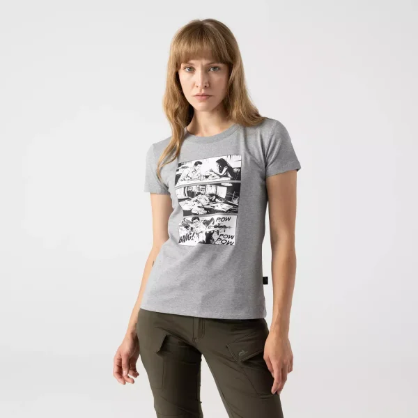 Женская футболка Helikon-Tex Women's T-shirt Slim (Combat date) — Melange Mid Grey
