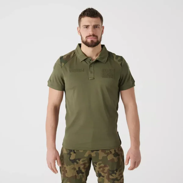 Поло Helikon-Tex Military Polo Shirt - TopCool Lite — Olive Green / PL Woodland